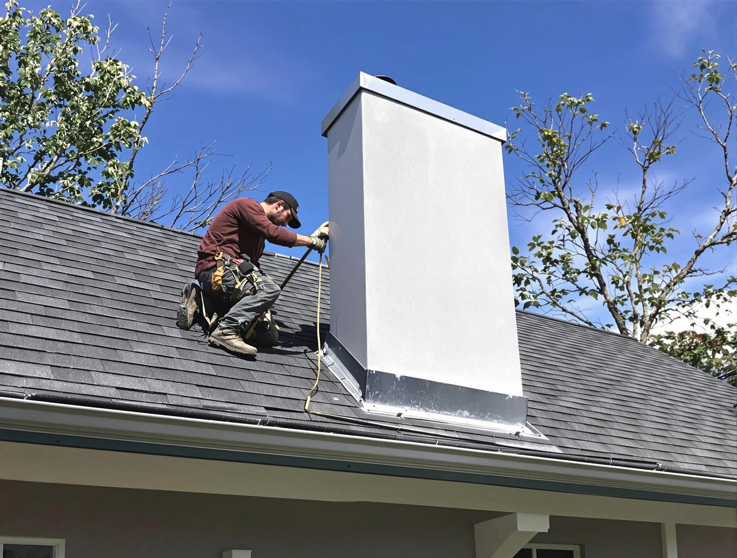 Gold Canyon Chimney Sweep team member finishing chimney construction in Gold Canyon, AZ