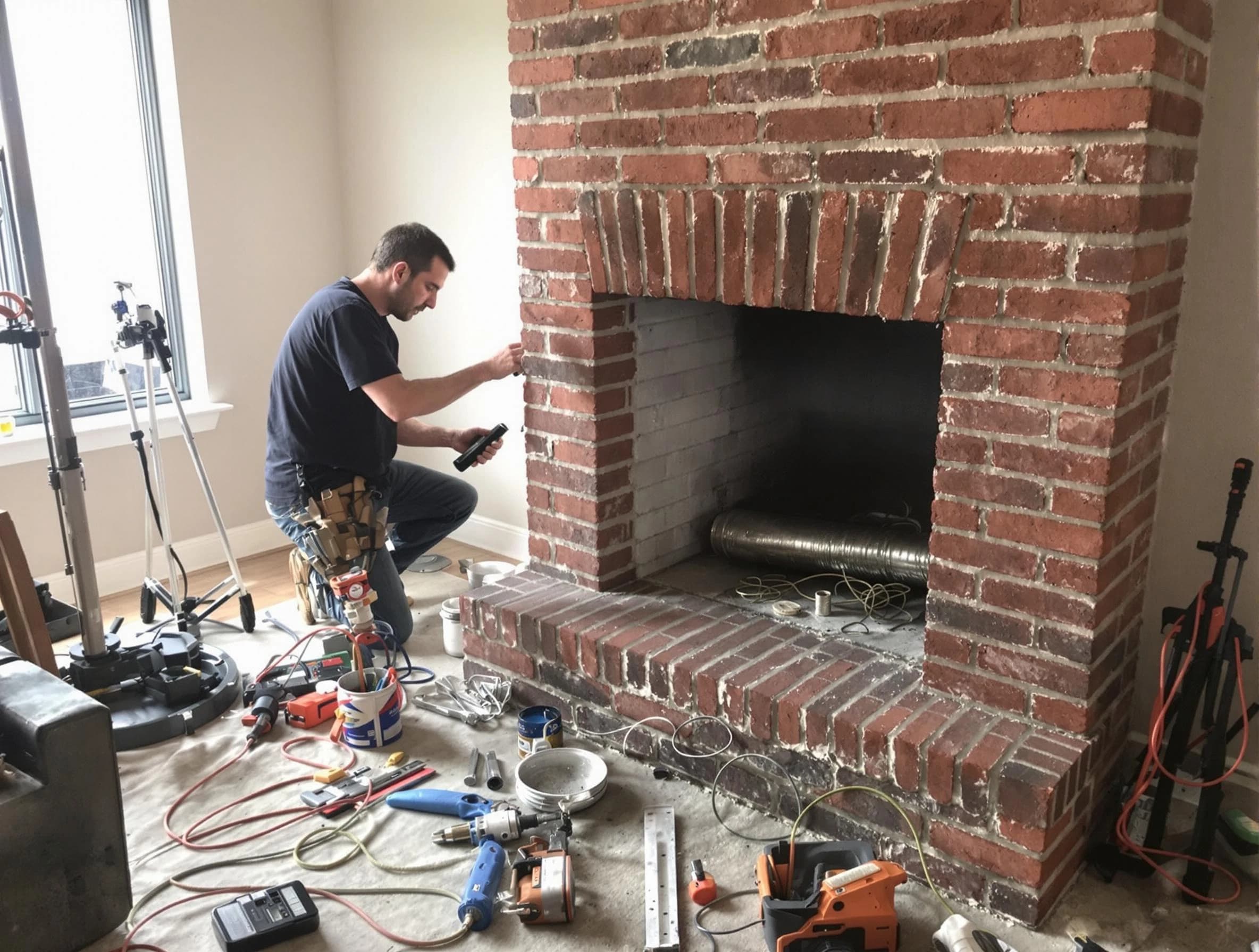 Gold Canyon Chimney Sweep specialist finalizing chimney liner service in Gold Canyon, AZ