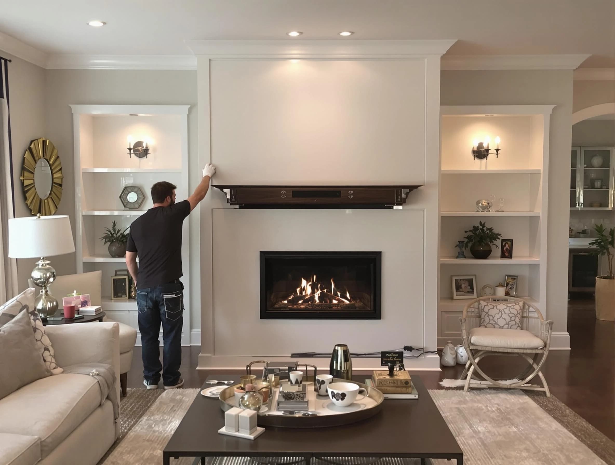 Gold Canyon Chimney Sweep installing a new fireplace in Gold Canyon, AZ