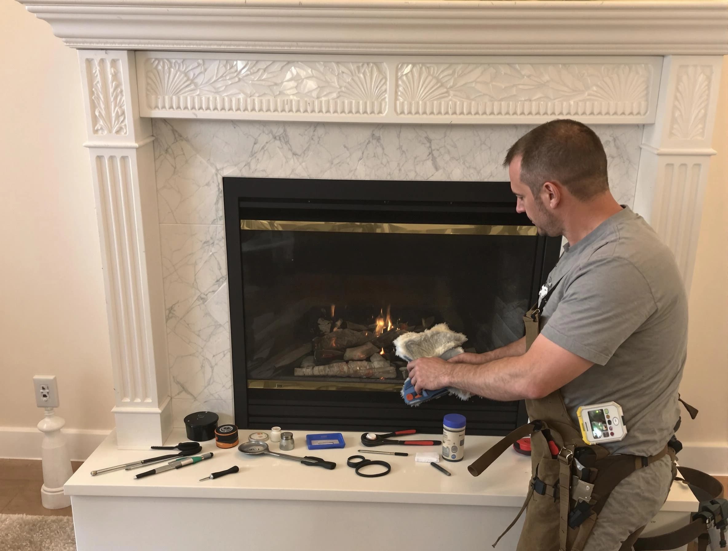 Gold Canyon Chimney Sweep performing fireplace maintenance in Gold Canyon, AZ