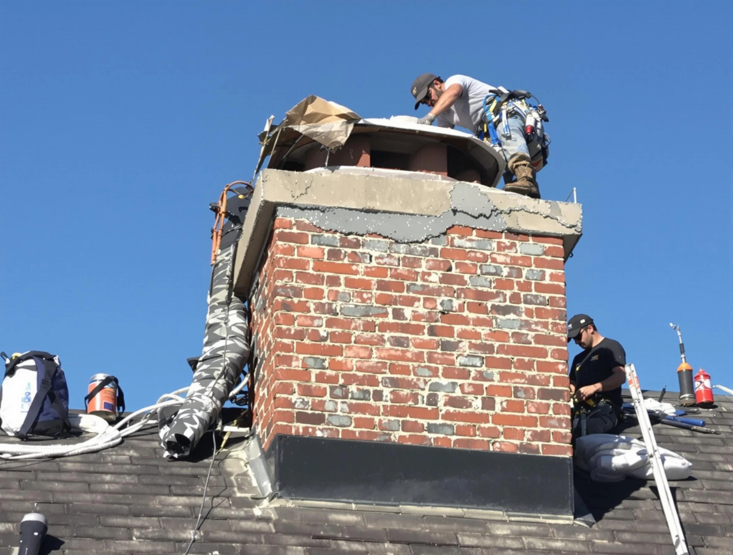 Gold Canyon Chimney Sweep installing a custom chimney crown in Gold Canyon, AZ